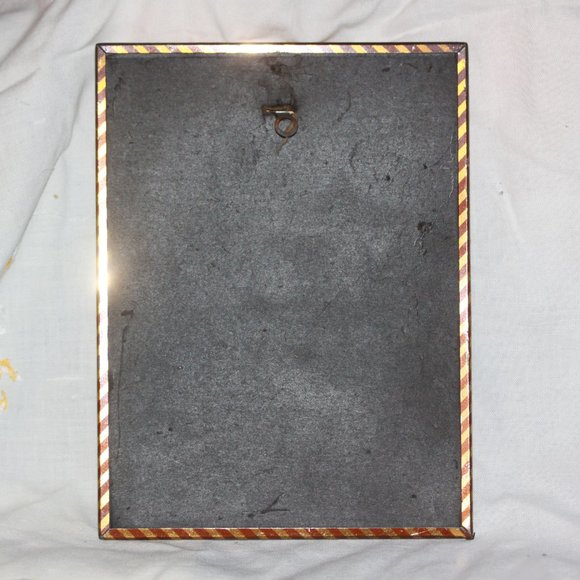 Vintage Convex Glass Reverse Painted Silhouette Metal Frame Man & Woman - Picture 5 of 5